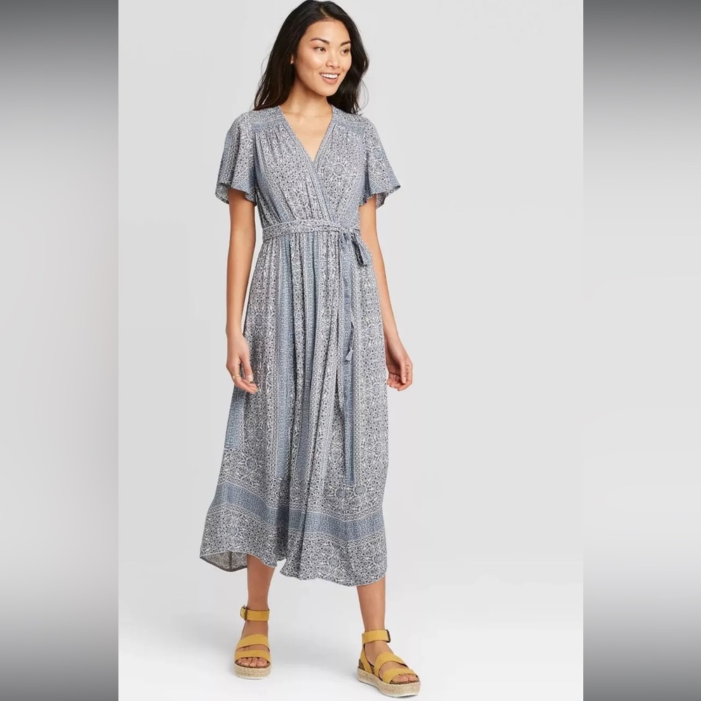 Knox Rose Blue Patterned Midi Dress